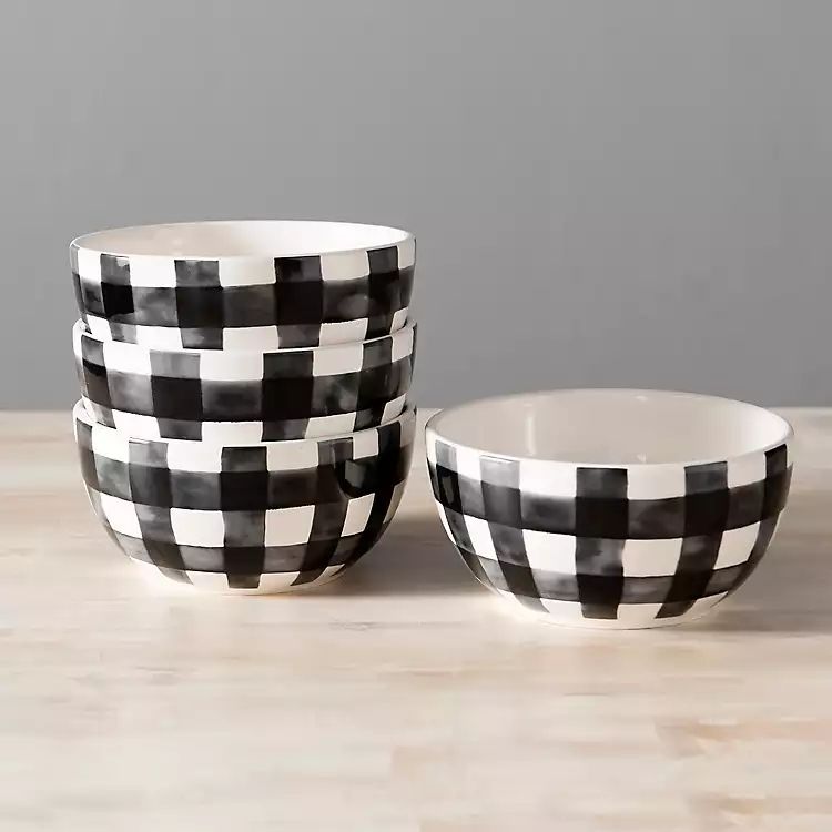 Brushed Buffalo Plaid Cereal Bowls, Set of 4 | Kirkland's Home