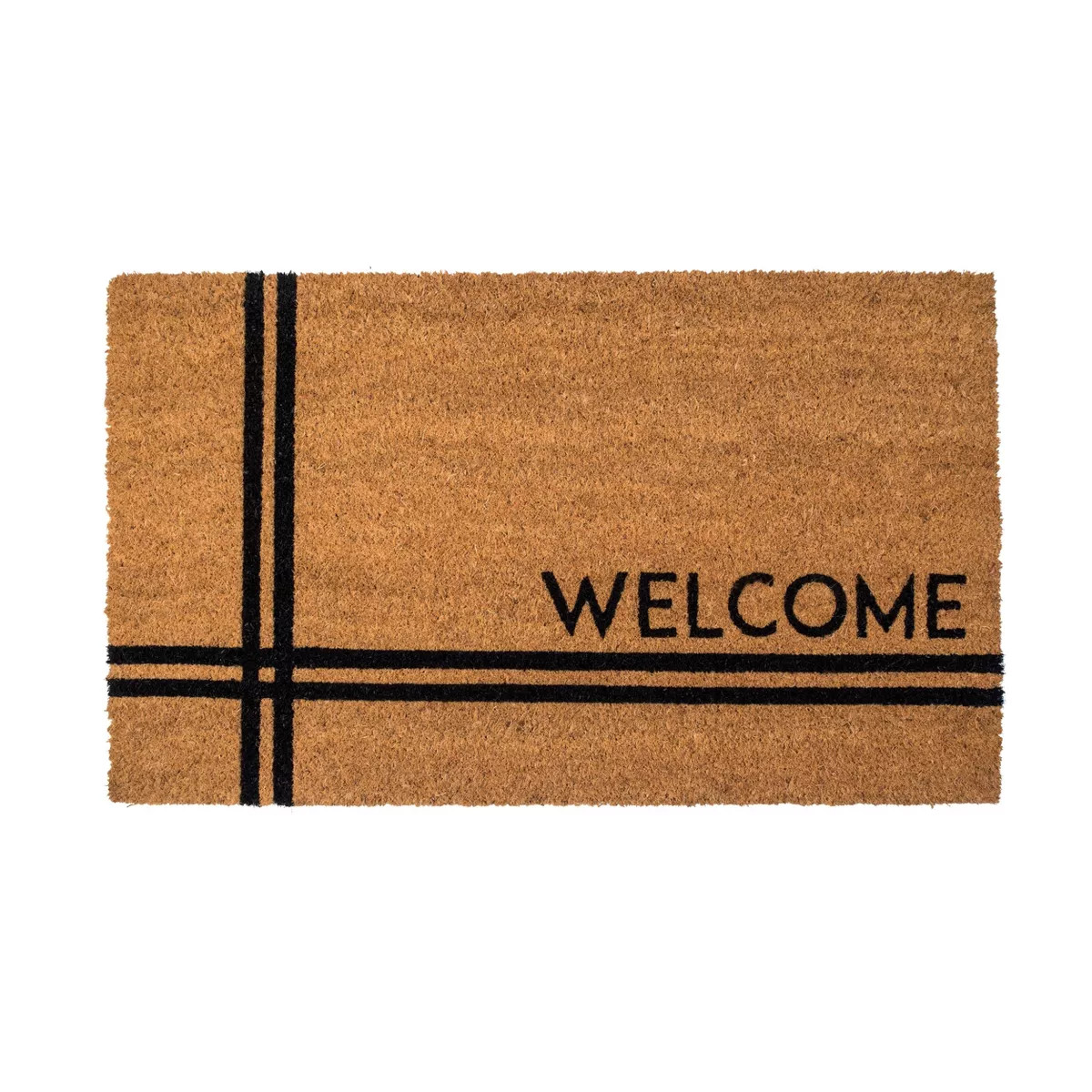 1'5" x 2'5" Crisscross Welcome Indoor/Outdoor Coir Doormat Natural/Black - Entryways | Target