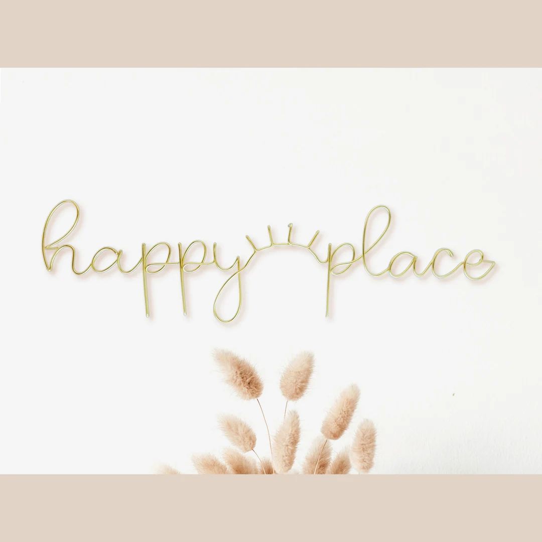 happy place wire words and sun art | Wire Sign | Wire Word Art | wire decor gift | Etsy (US)
