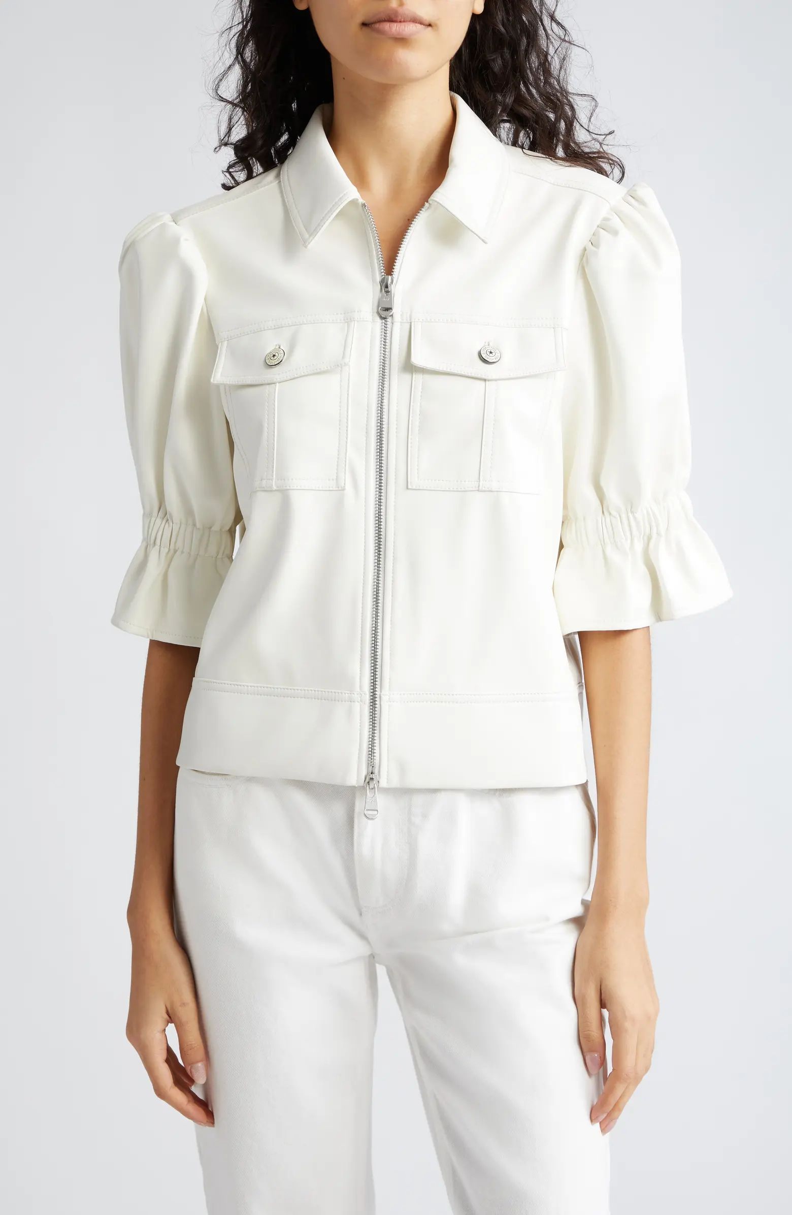 Holly Ruffle Faux Leather Jacket | Nordstrom