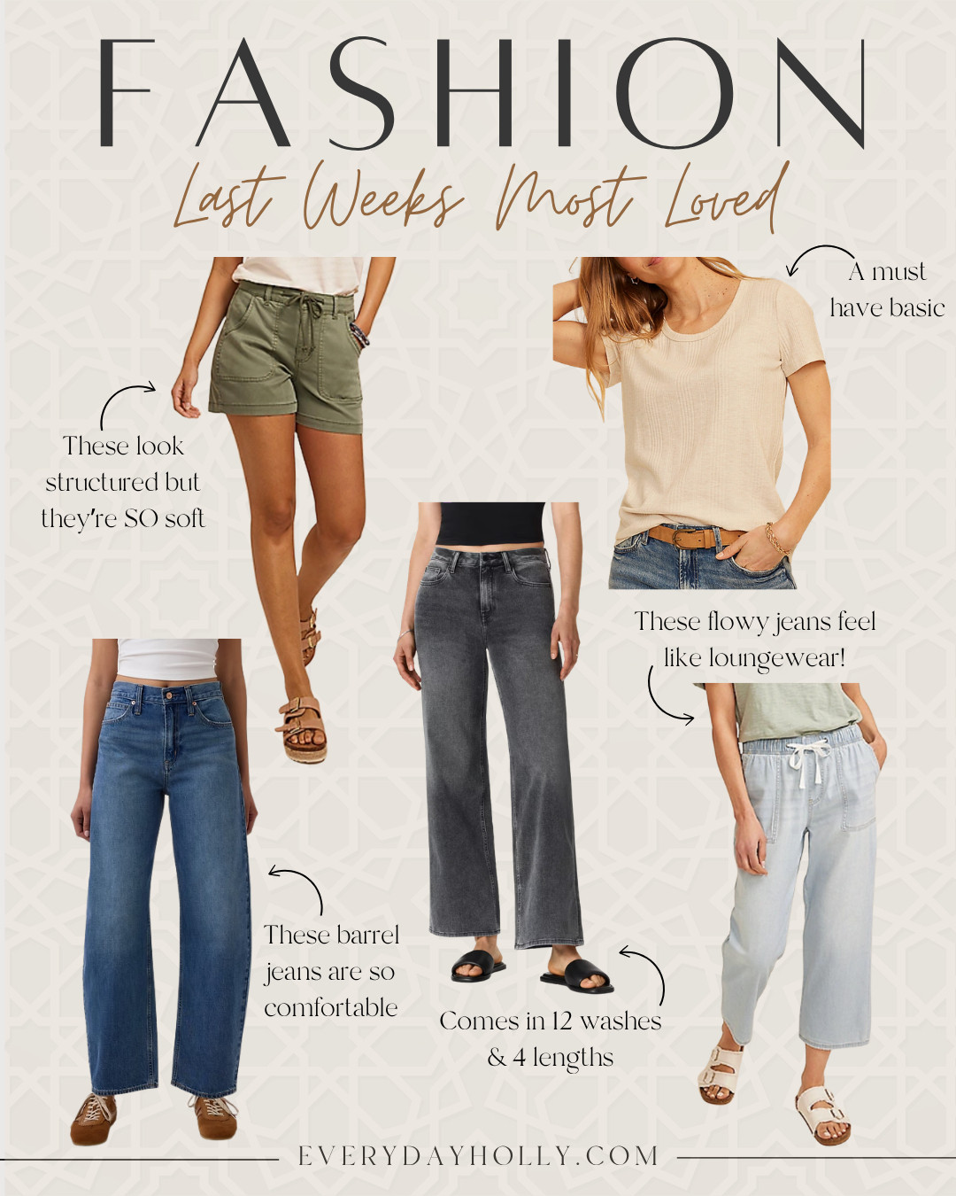 Last week’s most loved for a reason 
These are the pieces y’all keep going back for, easy, flattering, and so comfortable you’ll want them in every color
From the softest structured shorts to the flowy jeans that feel like loungewear, plus my go to basics and favorite barrel jeans
Everything is effortless, wearable, and perfect for everyday

best sellers, amazon fashion, everyday outfits, casual style, petite friendly, spring outfits, wardrobe staples, everydayholly
 

 #LTKSeasonal #LTKOver40 #LTKPetite
