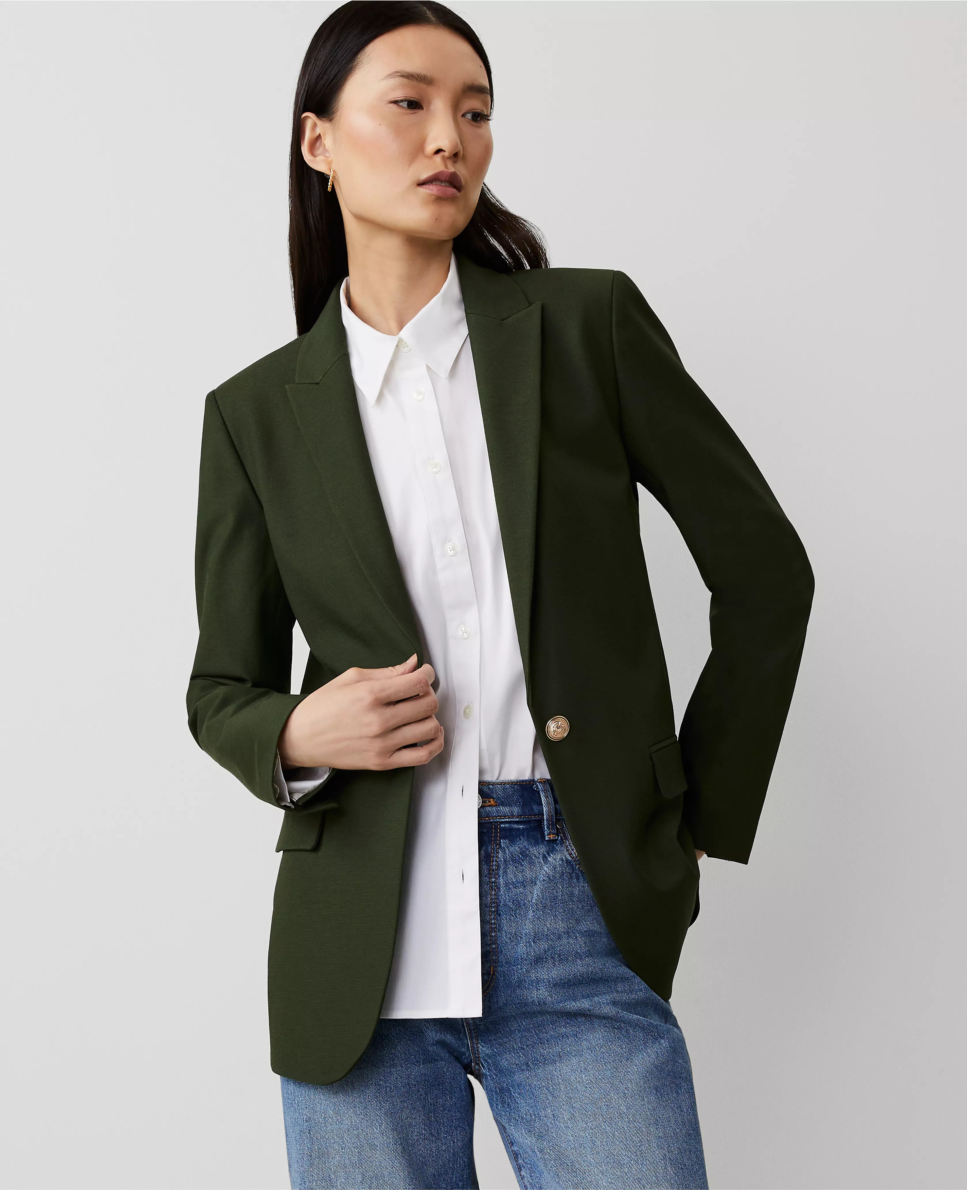 The Longline Blazer in Bi-Stretch Twill | Ann Taylor (US)