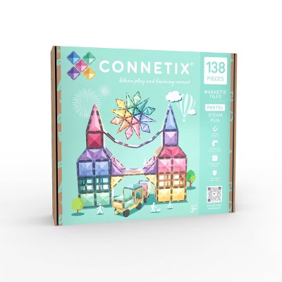CONNETIX Magnetic Tiles Pastel Steam Pack Building Blocks 138pc | Target