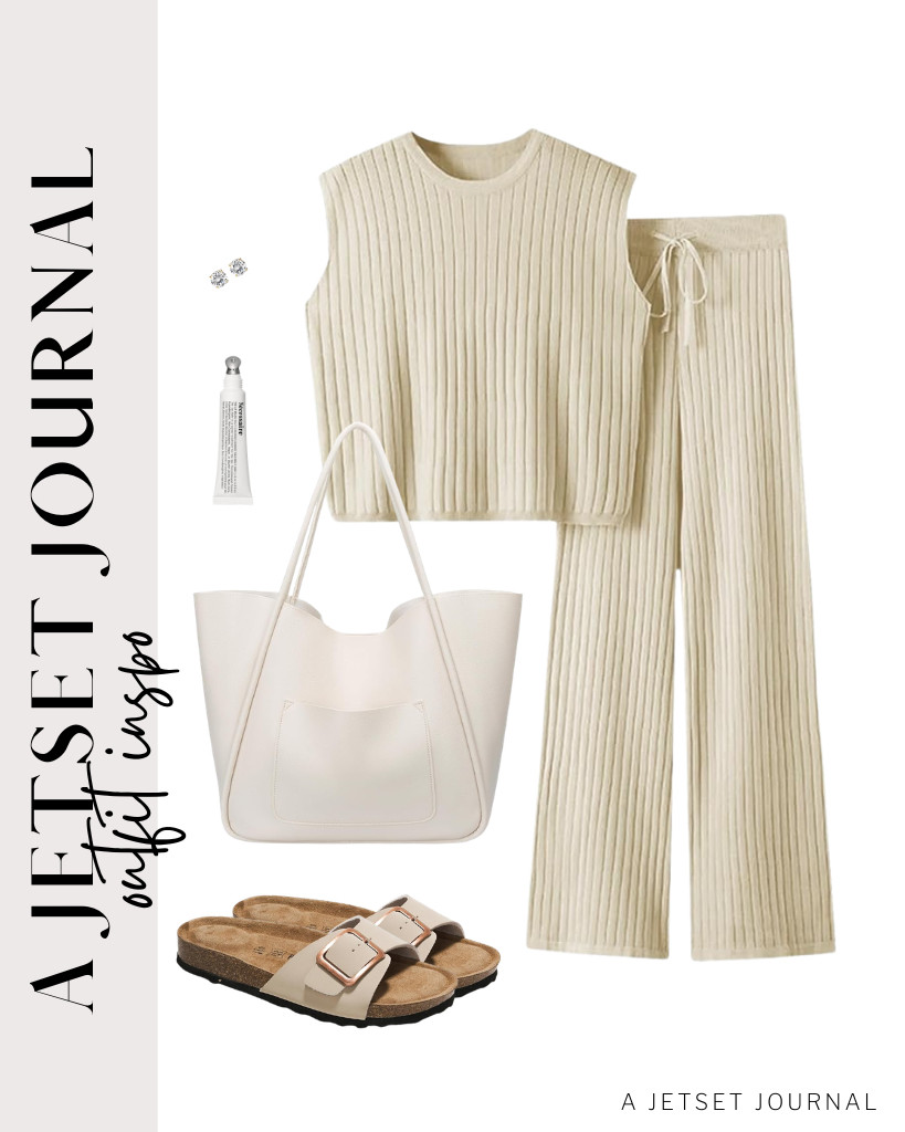 This chic, coordinated outfit from Imily Bela is probably what I would like to wear all weekend long. It goes perfectly with Project Cloud’s sandals and this leather tote bag. Complete the look with these stylish stud earrings.

#LTKSeasonal #LTKSaleAlert #LTKTravel 

 