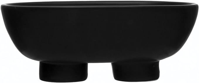 Creative Co-Op Stoneware Footed Bowl, 12" L x 8" W x 5" H, Black | Amazon (US)
