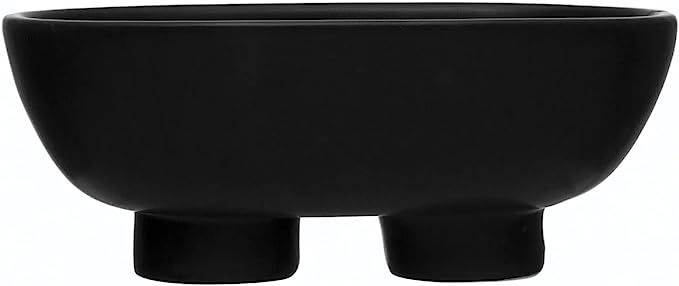 Creative Co-Op Stoneware Footed Bowl, 12" L x 8" W x 5" H, Black | Amazon (US)