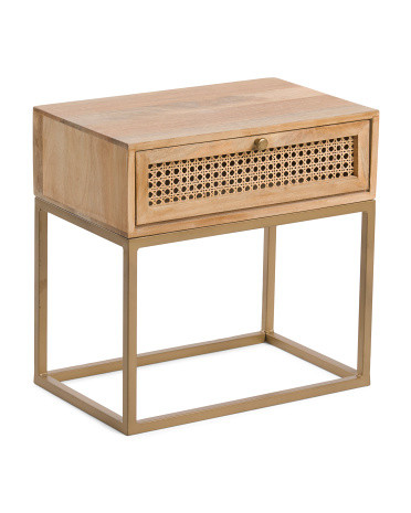 Mango Wood Iron & Cane Side Table | Marshalls