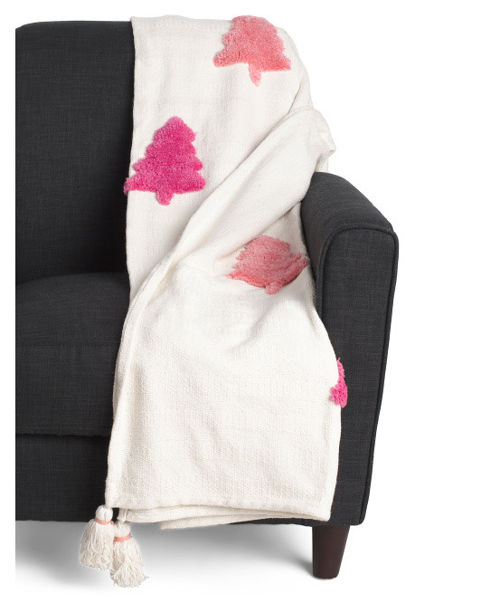Handcrafted In India Tufted Trees Throw | TJ Maxx