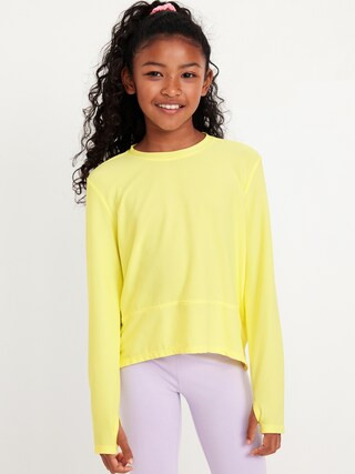 Long-Sleeve Curved-Hem Performance Top for Girls | Old Navy (US)