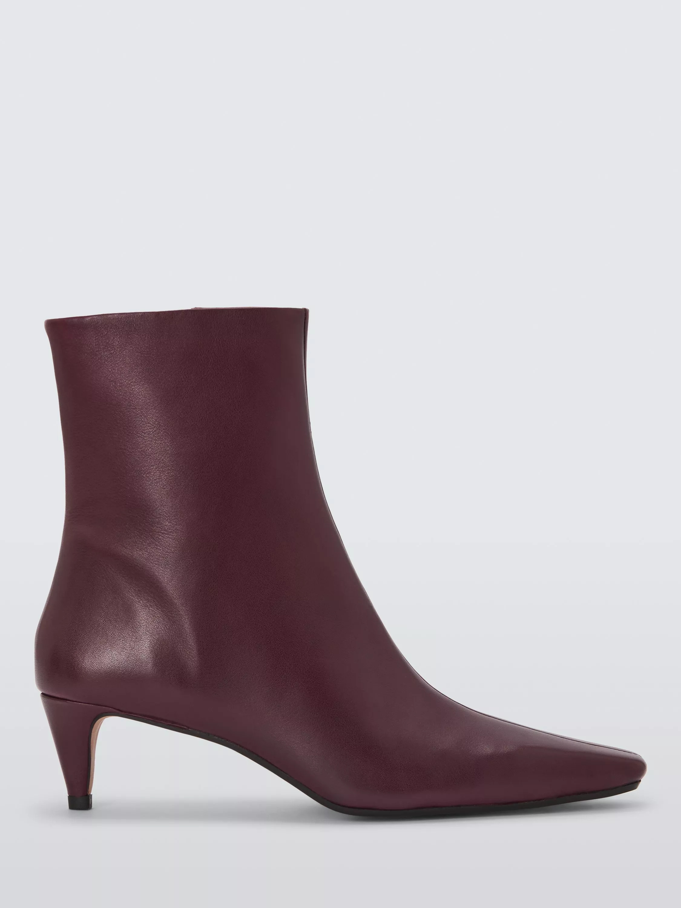 John Lewis Orkney Leather Chisel Toe Dressy Ankle Boots, Burgundy | John Lewis (UK)