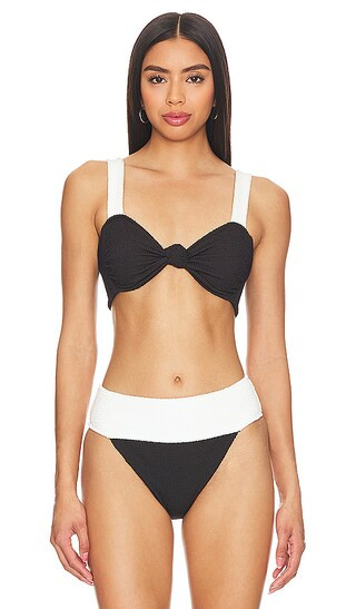 Aruba Bikini Top in Domino Colorblock Scrunch | Revolve Clothing (Global)