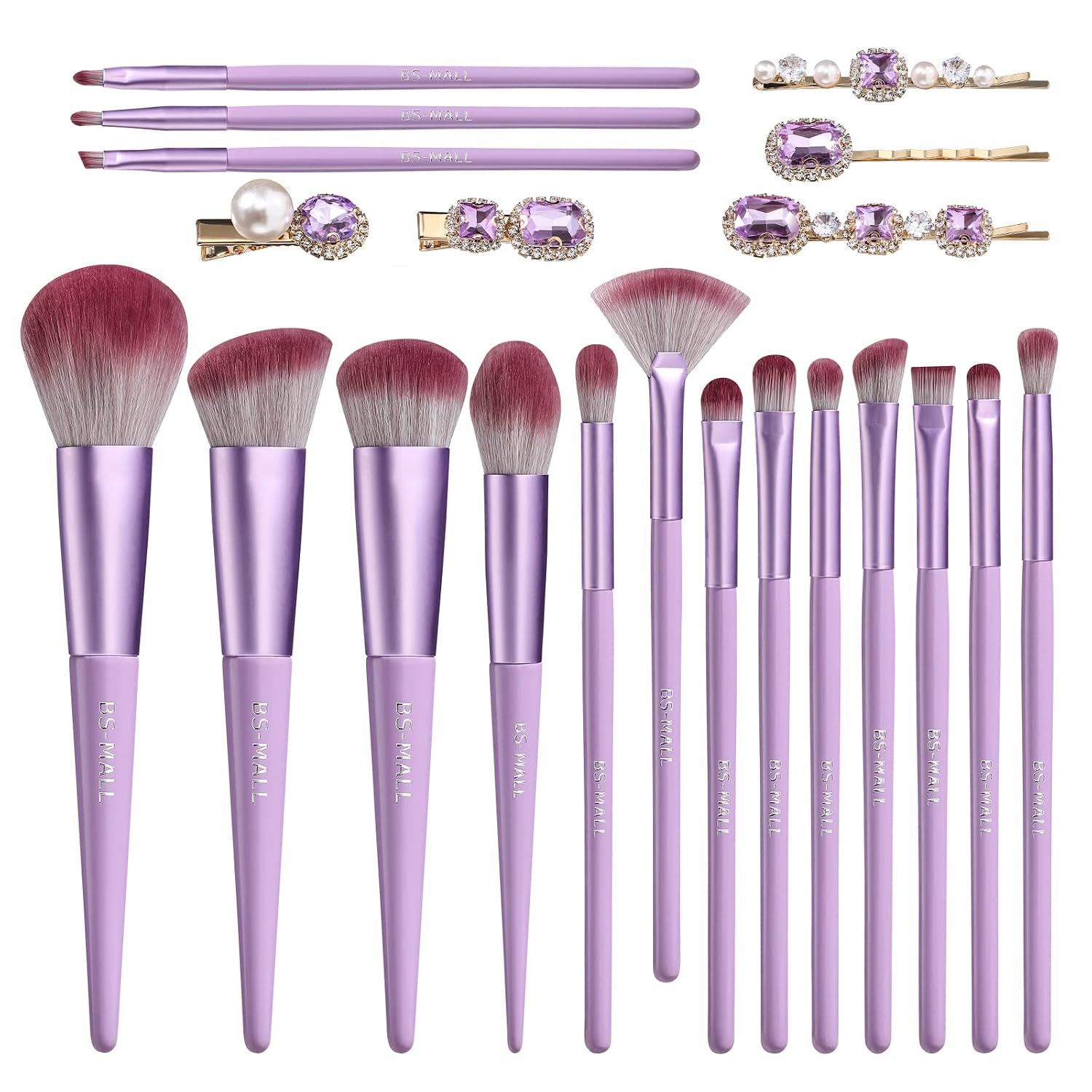 BS-MALL Makeup Brushes Premium Synthetic Foundation Powder Concealers Eye Shadows Makeup 18 Pcs Brush Set | Amazon (US)