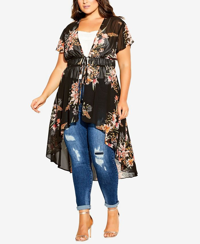 City Chic Plus Size Sweet Floral Duster & Reviews - Tops - Plus Sizes - Macy's | Macys (US)
