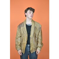 Vintage Light Brown Classic 80's Leather Bomber Jacket - Timeless Retro Style {L200} | Etsy (US)