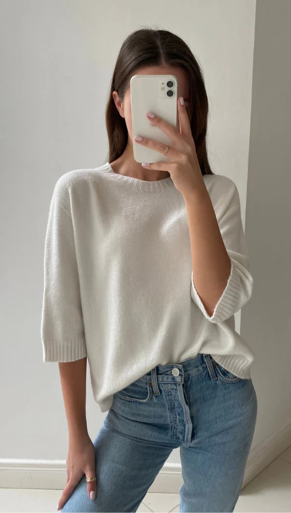 SELINA SOFT KNIT TEE - IVORY | Charli