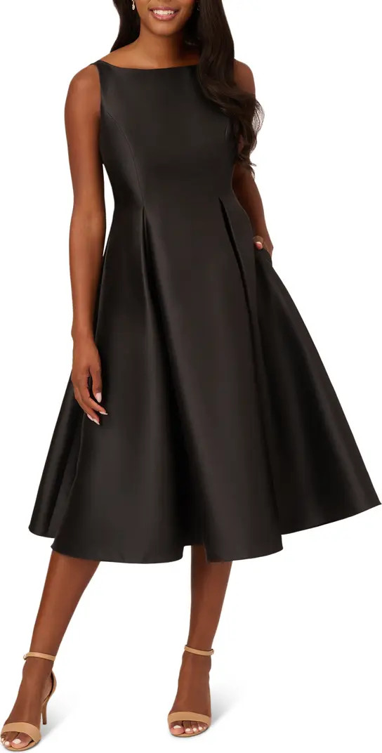 Adrianna Papell Sleeveless Mikado Fit & Flare Midi Dress | Nordstrom | Nordstrom