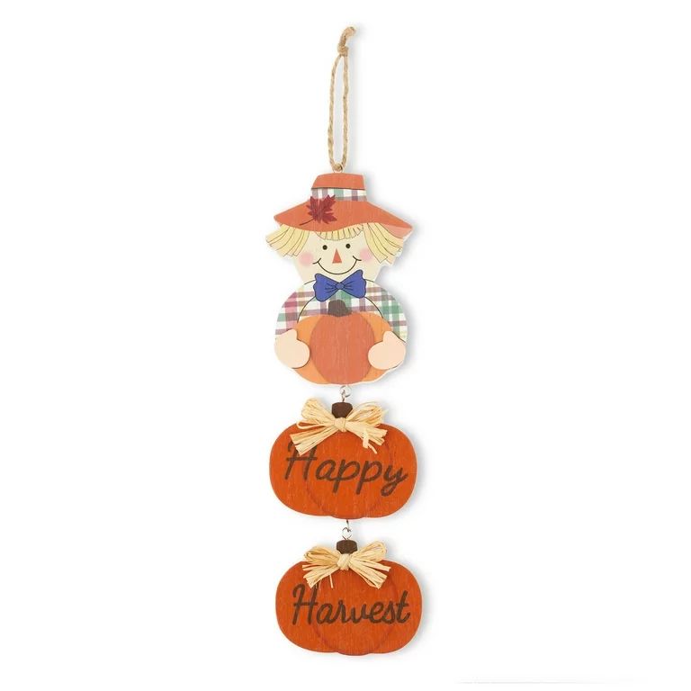 12.5 inch Height Fall, Harvest Happy Harvest Scarecrow Hanging Sign WaLL Decoration, Way to Celeb... | Walmart (US)