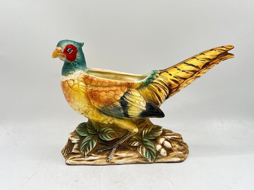 Vintage Ceramic Bird Planter Ring Neck Pheasant Succulent - Etsy | Etsy (US)