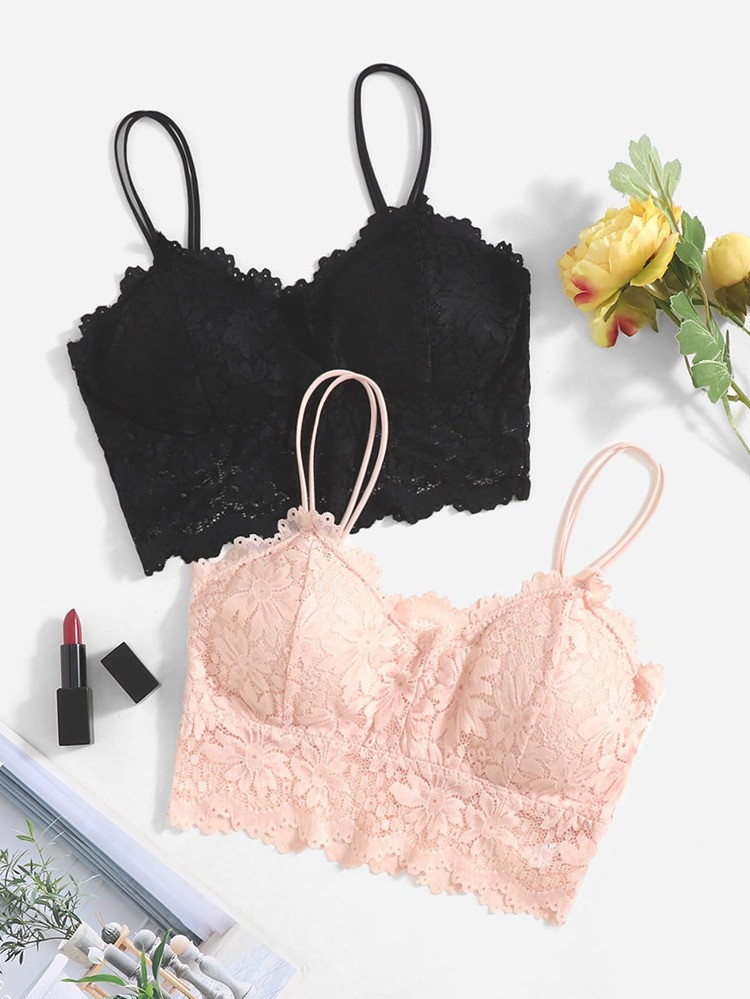 2pack Floral Lace Bralette Set | SHEIN