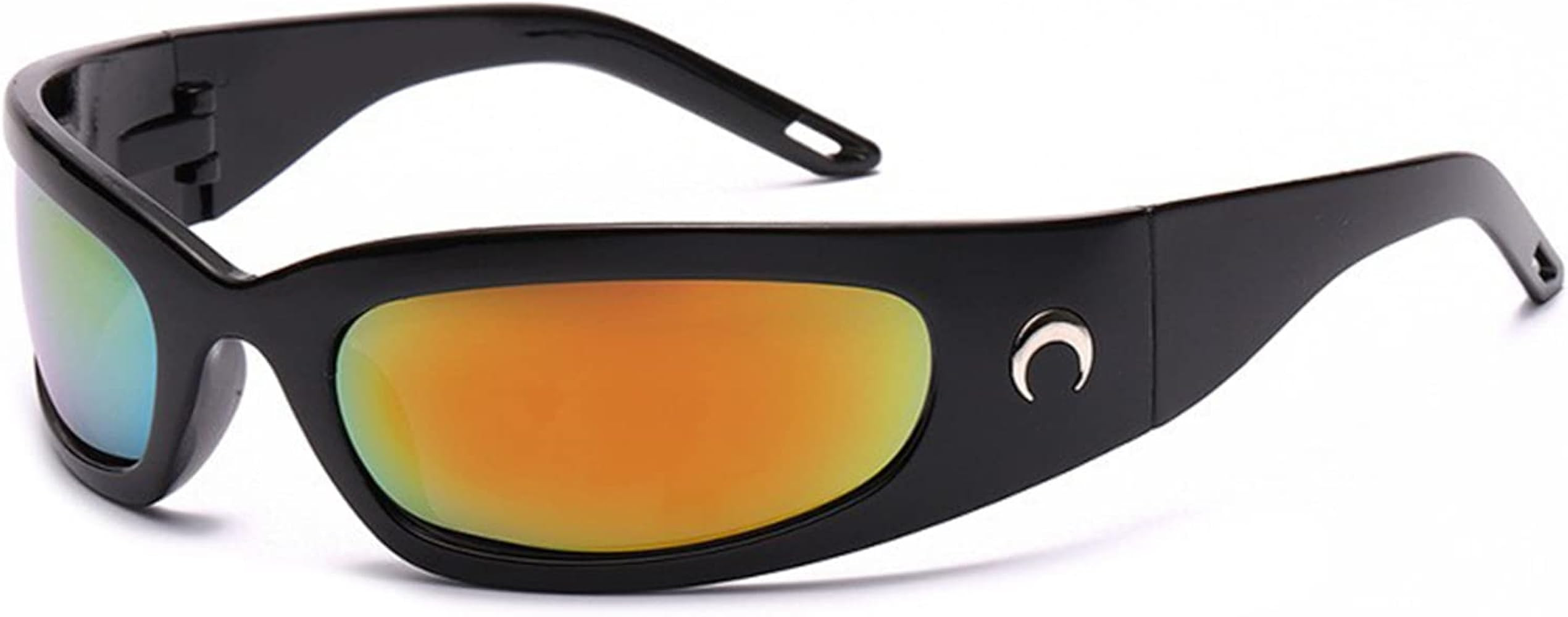 PEGH Wrap Round Sunglasses Y2K Trendy, Fashion Black Sport Shades Moon Décor… | Amazon (US)