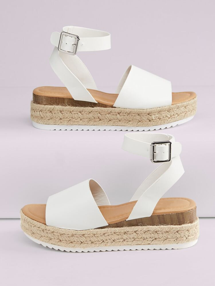 Open Toe Ankle Strap Platform Espadrille Sandals | SHEIN