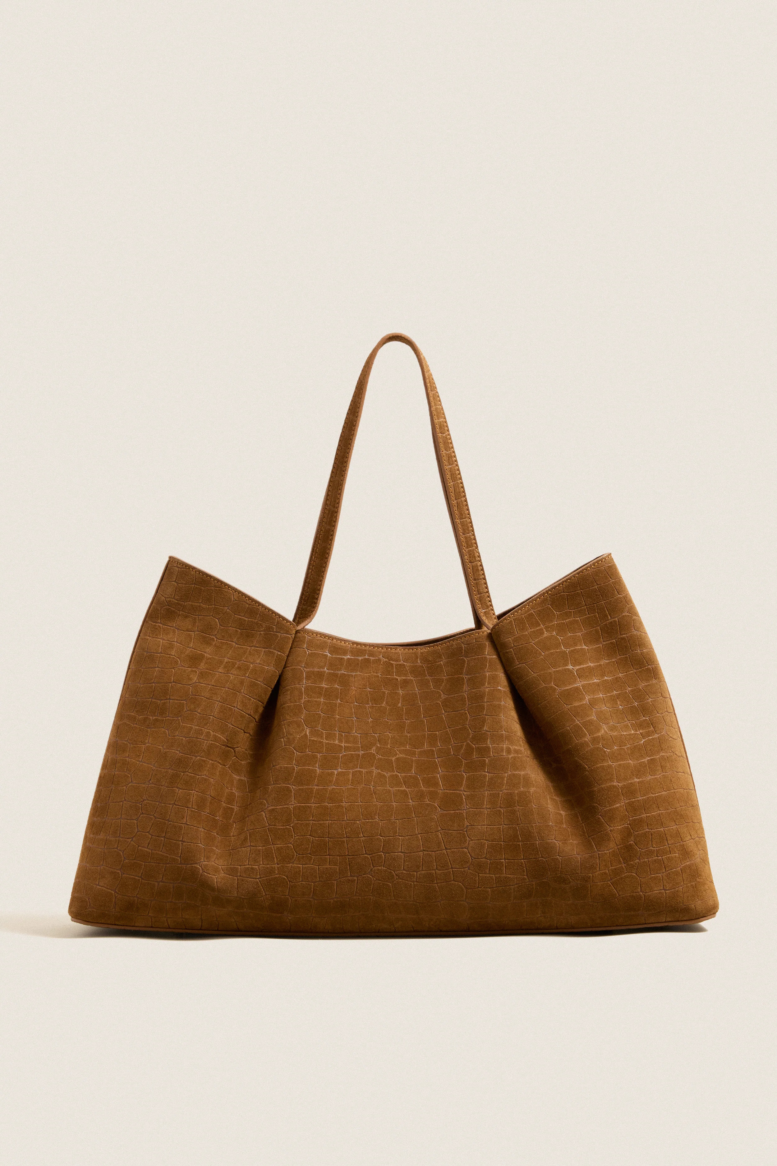 Cognac Croco Suede Dimple Tote | Tuckernuck (US)
