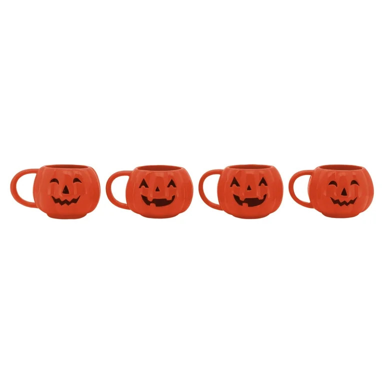 Way To Celebrate Halloween Pumpkin Stackable Mug set with Iron Rack | Walmart (US)