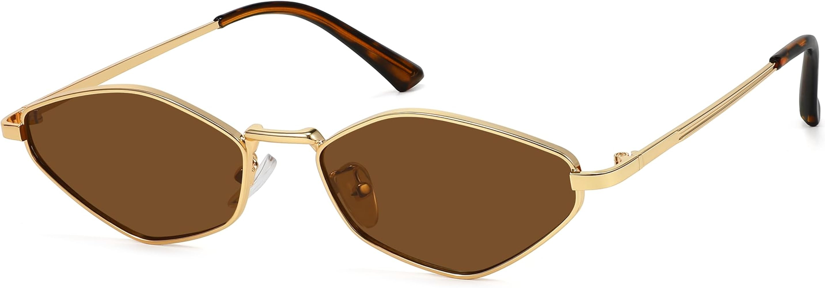 Retro Irregular Narrow Sunglasses for Women Trendy Vintage Polygon Small Shades Metal Frame UV Pr... | Amazon (US)