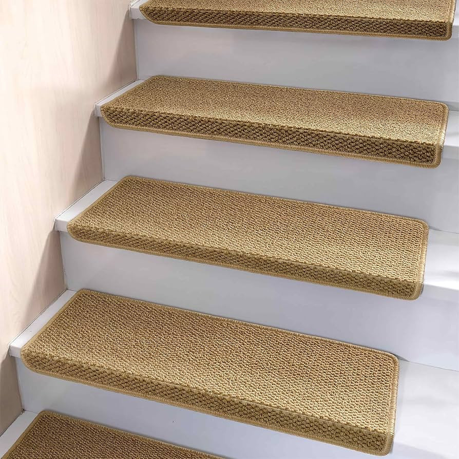 Amazon.com: Brakki Bullnose Carpet Stair Treads, Non Slip Stair Treads for Wooden Steps Indoor, S... | Amazon (US)