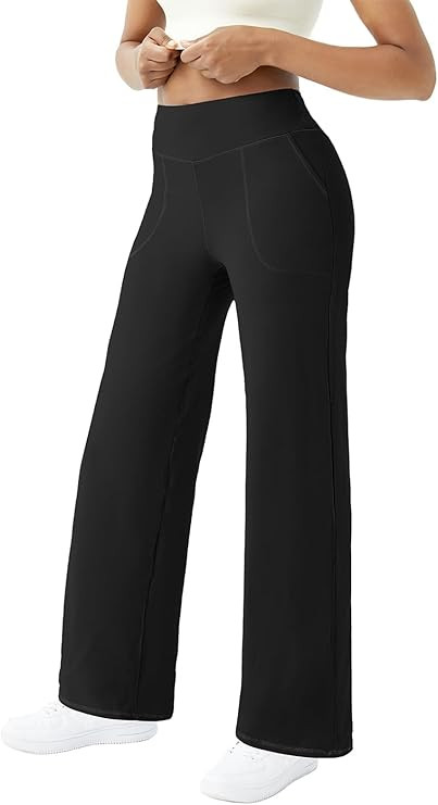 FireSwan Wide Leg Yoga Pants Women Stretch Dress Lounge Pants with Pockets High Waisted Loose Cas... | Amazon (US)