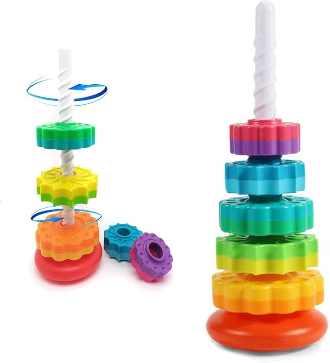 Spinning Stacking Toys, Educational Toddler Toy Stacking Rings Baby Toys, Montessori Toy for Girl... | Amazon (US)