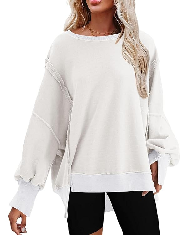 SHEWIN Sweatshirts for Women Crewneck Fall Lightweight Solid Color 2023 Fashion Warm Oversized Fi... | Amazon (US)