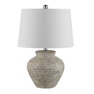 Safavieh Ledger 22. 5 in. Light Gray Table Lamp with White Shade-TBL4352A - The Home Depot | The Home Depot