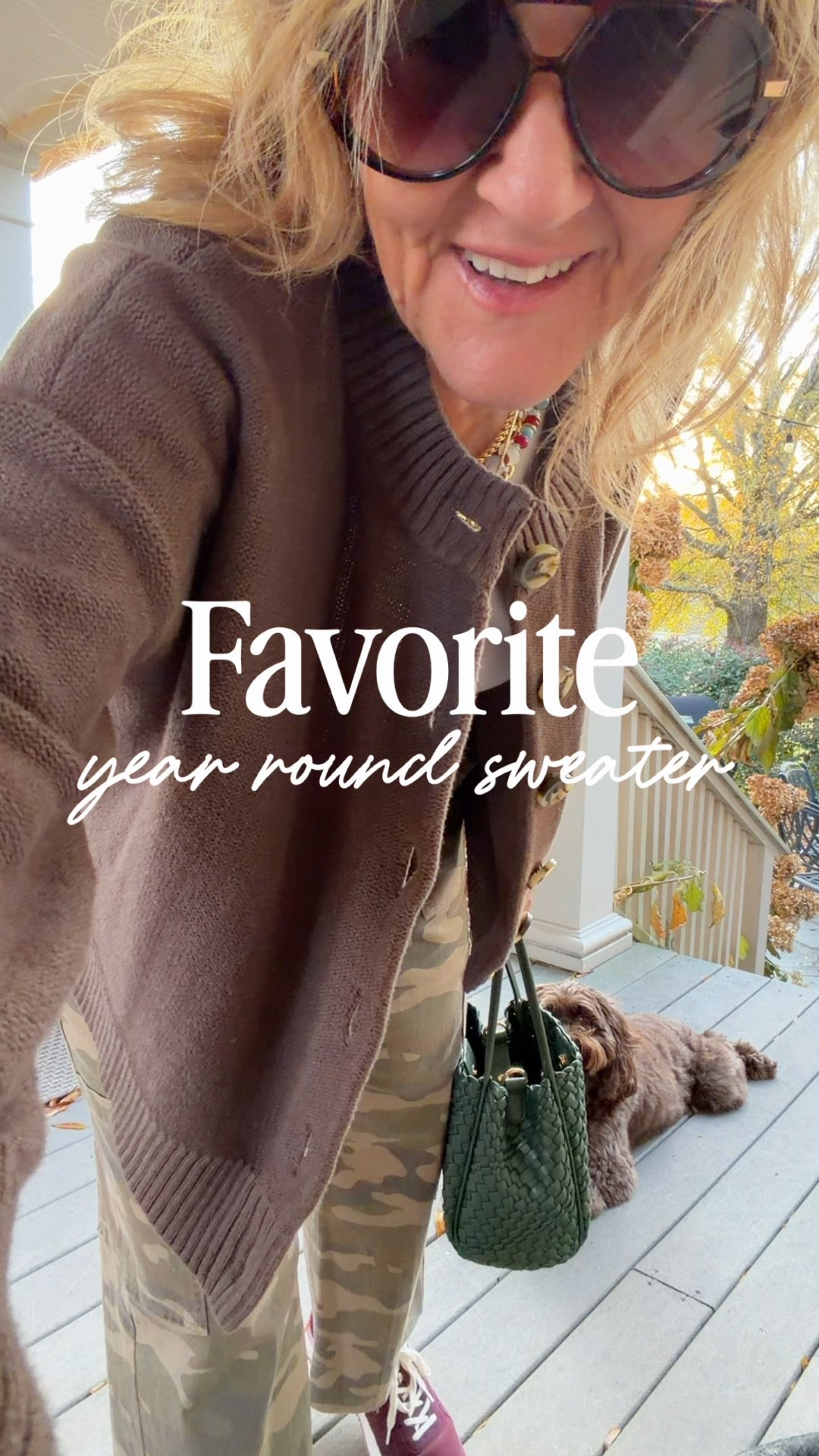 I wore this sweater over and over. In every season. Over my shoulders. As a top on its own. As a cardigan layered. It’s relaxed. It’s 100% cotton. I wear a medium. 
Camo pants size 8 I cut 4” off the bottom 
Most of the other looks l are soldout. My jewelry is 35% off with code NANETTE35
Quince denim true to size. I’ll link those  

#LTKFindsUnder100 #LTKOver40 #LTKootd