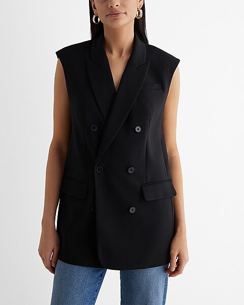 Sleeveless Double Breasted Boyfriend Blazer | Express