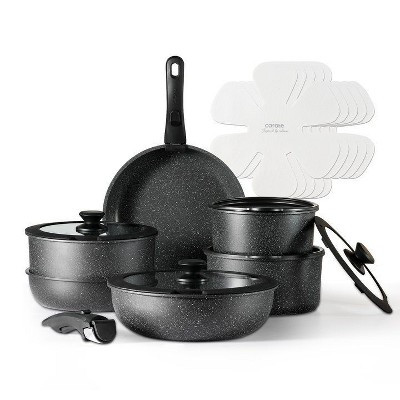 CAROTE 18pc Nonstick Cookware Set Black, Pots and Pans Set with Detachable Handle | Target