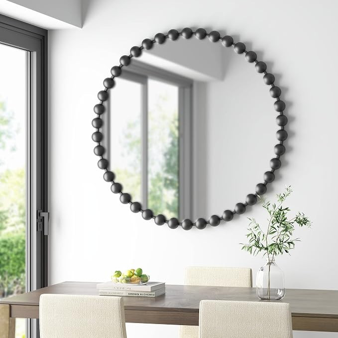 MADISON PARK SIGNATURE Wall Décor Marlowe Metal Spherical Frame Round Mirror for Living Room - H... | Amazon (US)