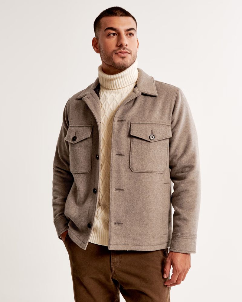 Men's Elevated Wool-Blend Shirt Jacket | Men's | Abercrombie.com | Abercrombie & Fitch (US)