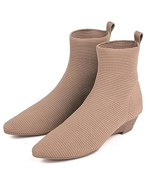 youngshow Women’s Booties Comfortable Knitted Low Heel Boots For Women Ankle Booties Pointed To... | Amazon (US)