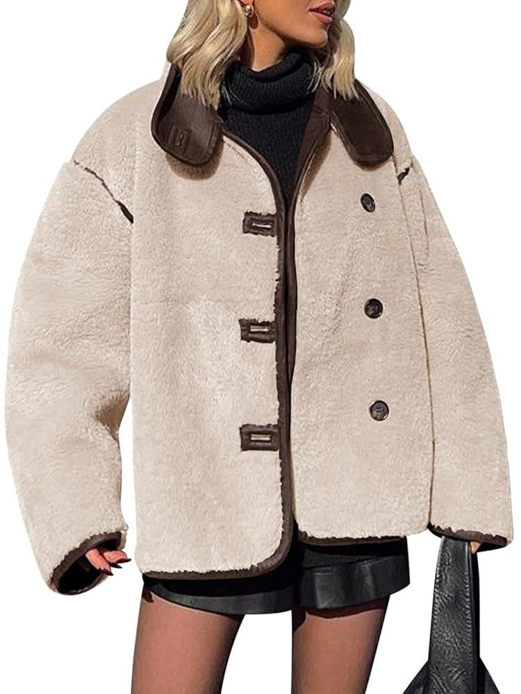 Tankaneo Chaquetas de piel sintética para mujer, abrigadas, informales, con botones, cuello alto... | Amazon (US)