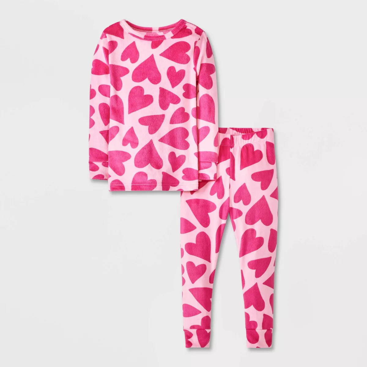 Toddler Girls' 2pc Snuggly Soft Snug Fit Hearts Pajama Set - Cat & Jack™ Pink 2T | Target