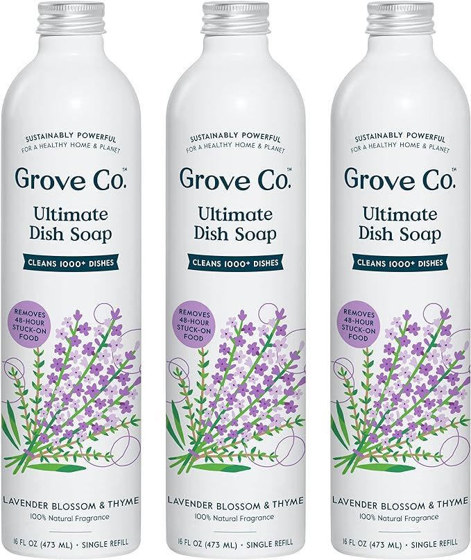Grove Co. Ultimate Dish Soap Refills (3 x 16 Fl Oz) Removes 48-hr Stuck-on Food and Grease, Plast... | Amazon (US)