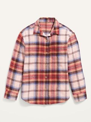 Cozy Long-Sleeve Button-Front Plaid Shirt for Girls | Old Navy (US)