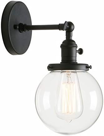 Permo Vintage Industrial Wall Sconce Lighting Fixture with Mini 5.9" Round Clear Glass Globe Hand... | Amazon (US)