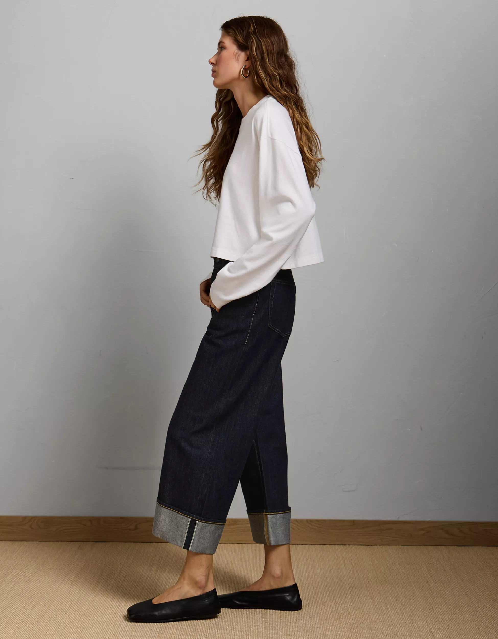 AE77 Premium Wide Crop Cuff Jean | American Eagle Outfitters (US & CA)