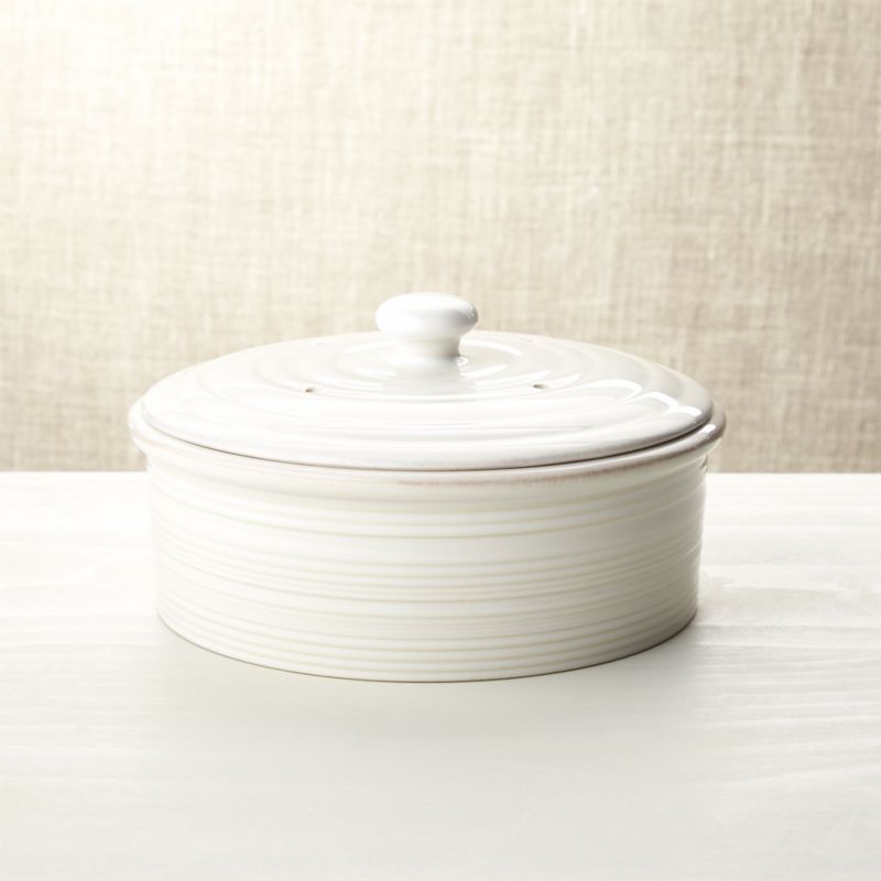 Farmhouse White Pancake Warmer + Reviews | Crate and Barrel | Crate & Barrel