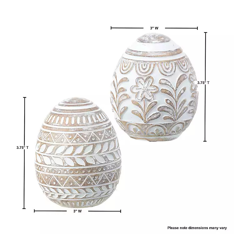 Ivory Carved Floral Easter Eggs, Set of 2 | Kirklands
