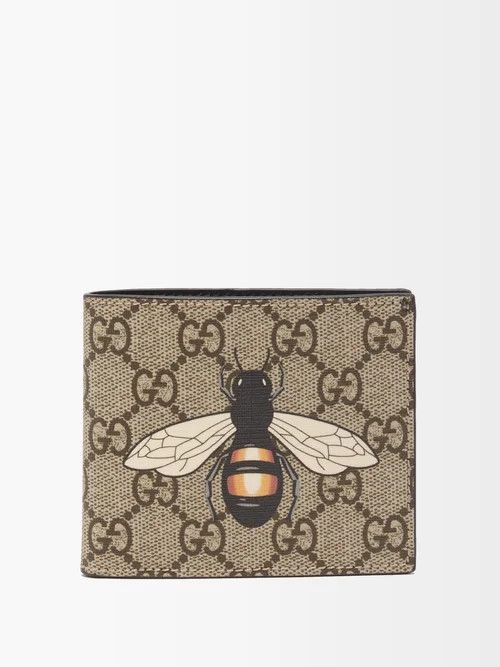 Gucci - Bee-print Gg Supreme Canvas Bi-fold Wallet - Mens - Beige Multi | Matches (US)