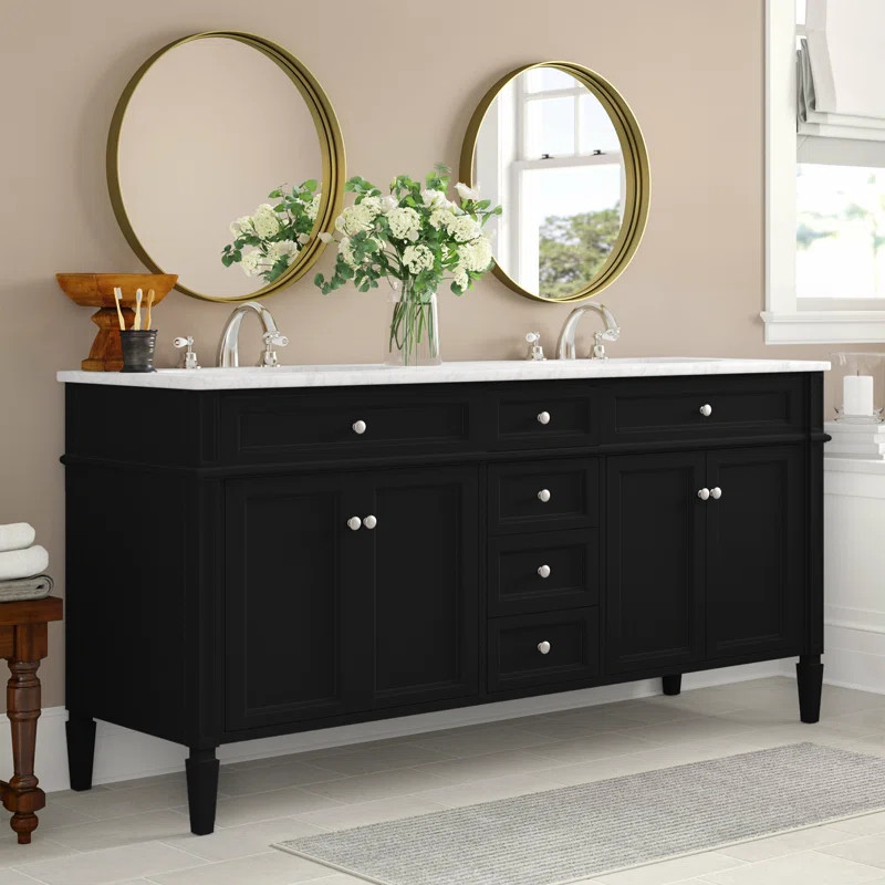 Losoya 72'' Double Bathroom Vanity with Marble Top | Wayfair North America