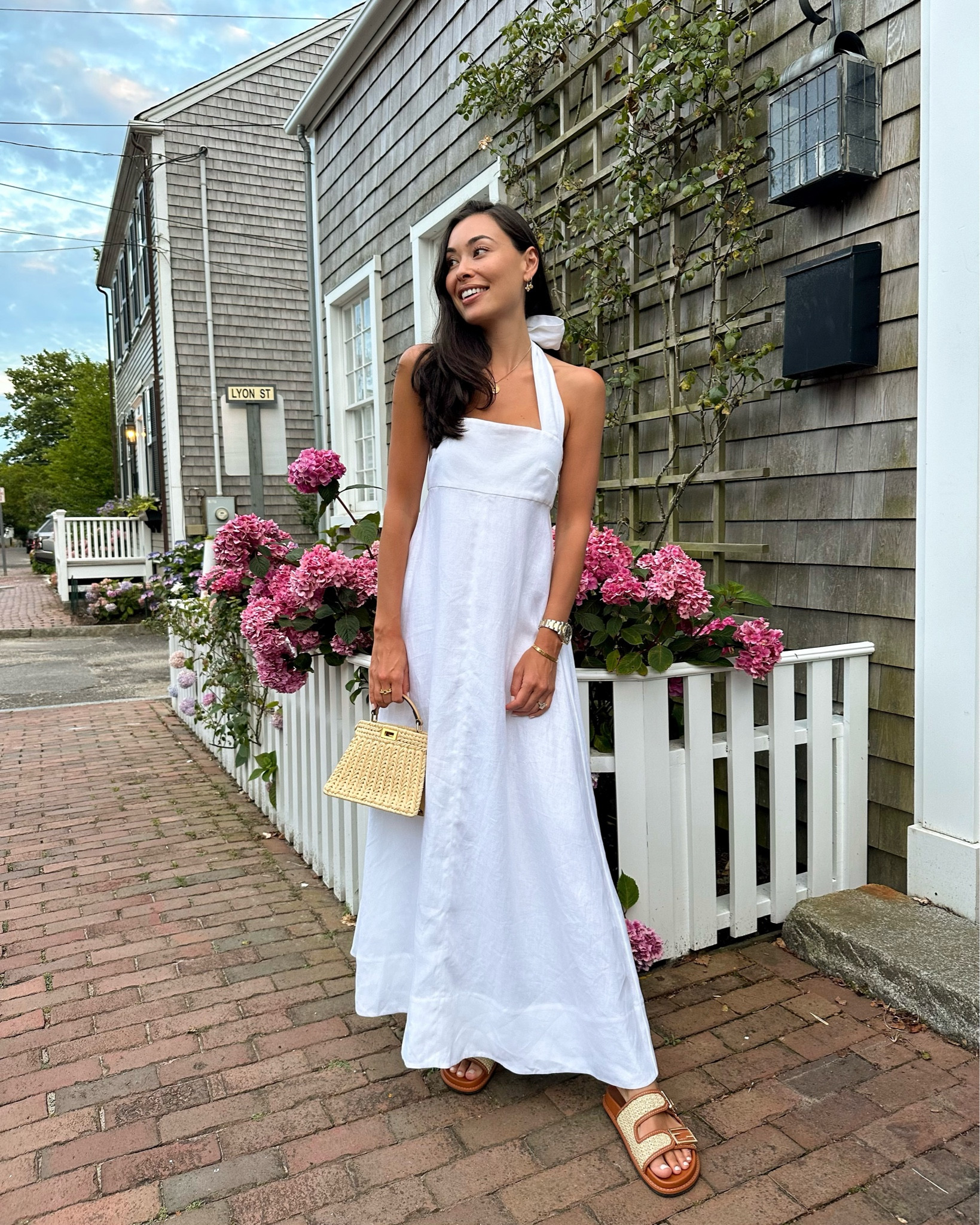 Bondi Born linen dress, Fendi bag, similar below. Summer dress, Nantucket. 

#LTKItBag #LTKShoeCrush #LTKParties